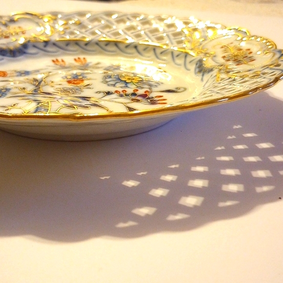 RARE 2 Meissen Antique - Plates Blue Onion "Buntes Zwiebelmuster " Porcelain - Picture 8 of 13